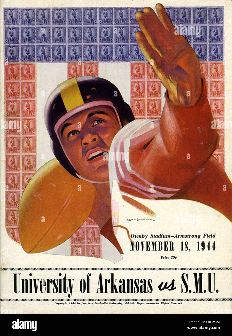 Universität von Arkansas vs. SMU Football Spiel Programm Cover (1944) Stockfoto