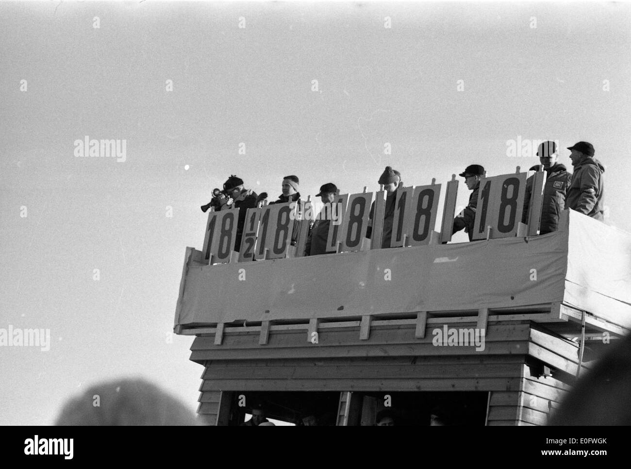 Dieter Neuendorfs Stilkarakterer unter insbesondere Hopprenn, Liten Bakke ich Midtstubakken, VM På ski ich Oslo 1966 Stockfoto