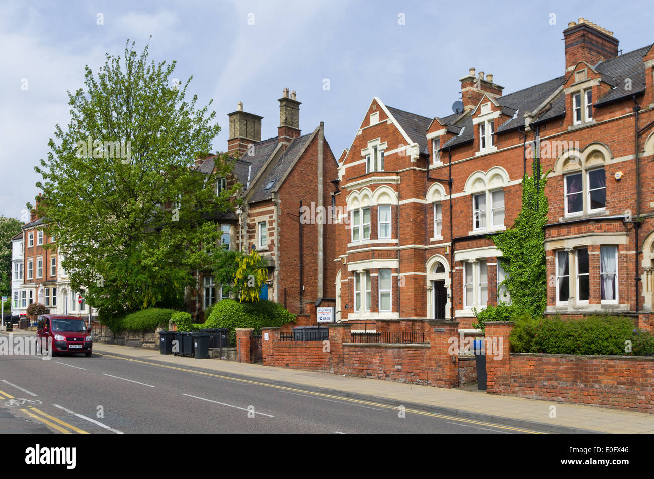 Drei Etagen viktorianischen Villen in Billing Road, Northampton, UK Stockfoto