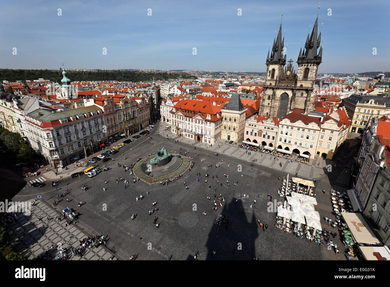 Prag, alte Stadt-Bewohner Ring, Blick auf das Rathaus Turm, Prag, Altstaedter Ring, Aussicht Vom Rothenburgs Stockfoto