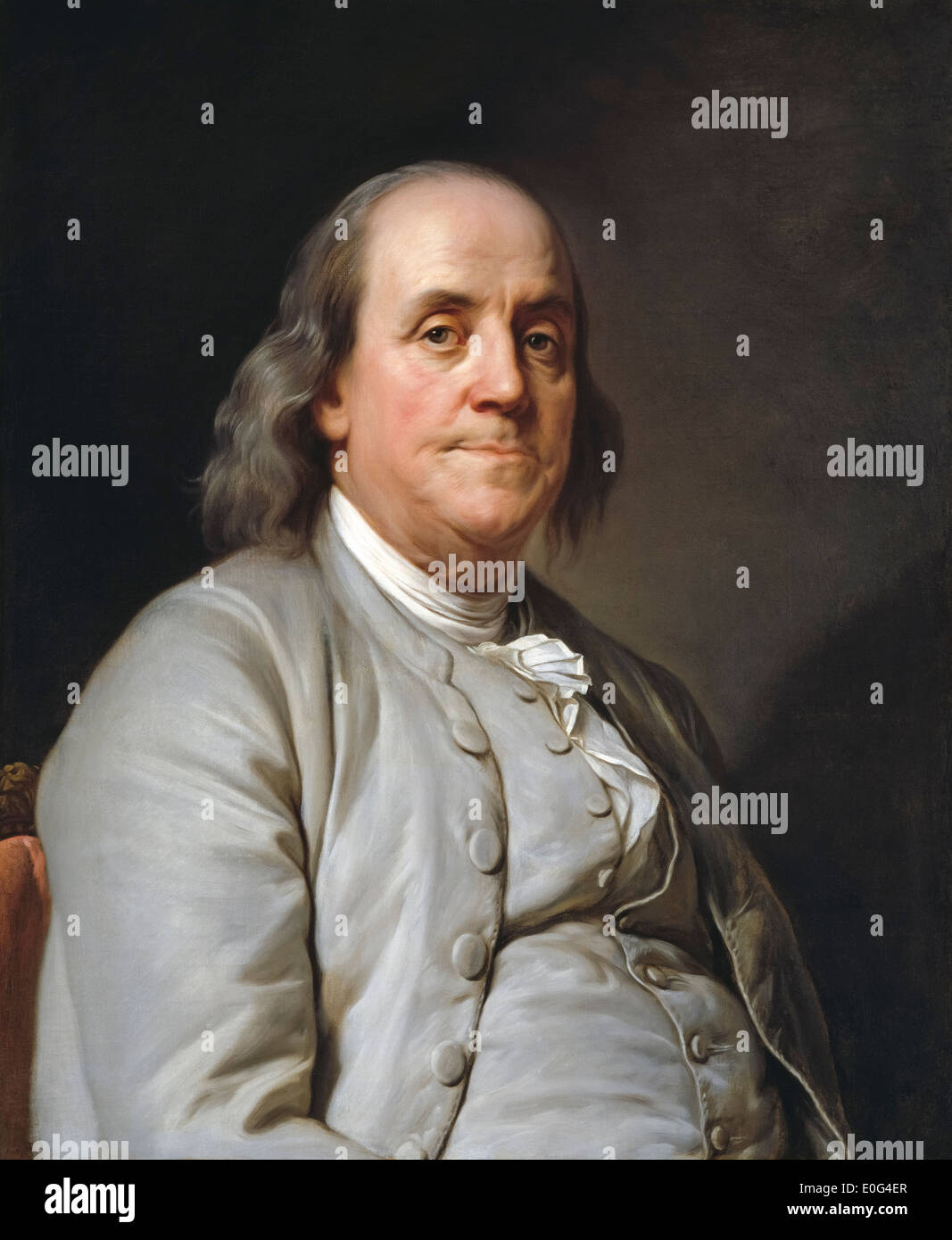 Benjamin Franklin Ben Franklin Porträtmalerei von Joseph-Siffred Duplessis 1785. Stockfoto