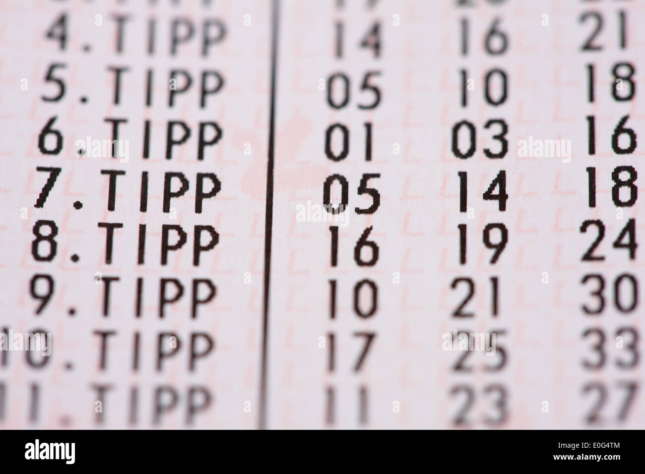 "Österreichisches Lotto-Gutschein; ', ' Oesterreichischer Lottoschein; ' Stockfoto