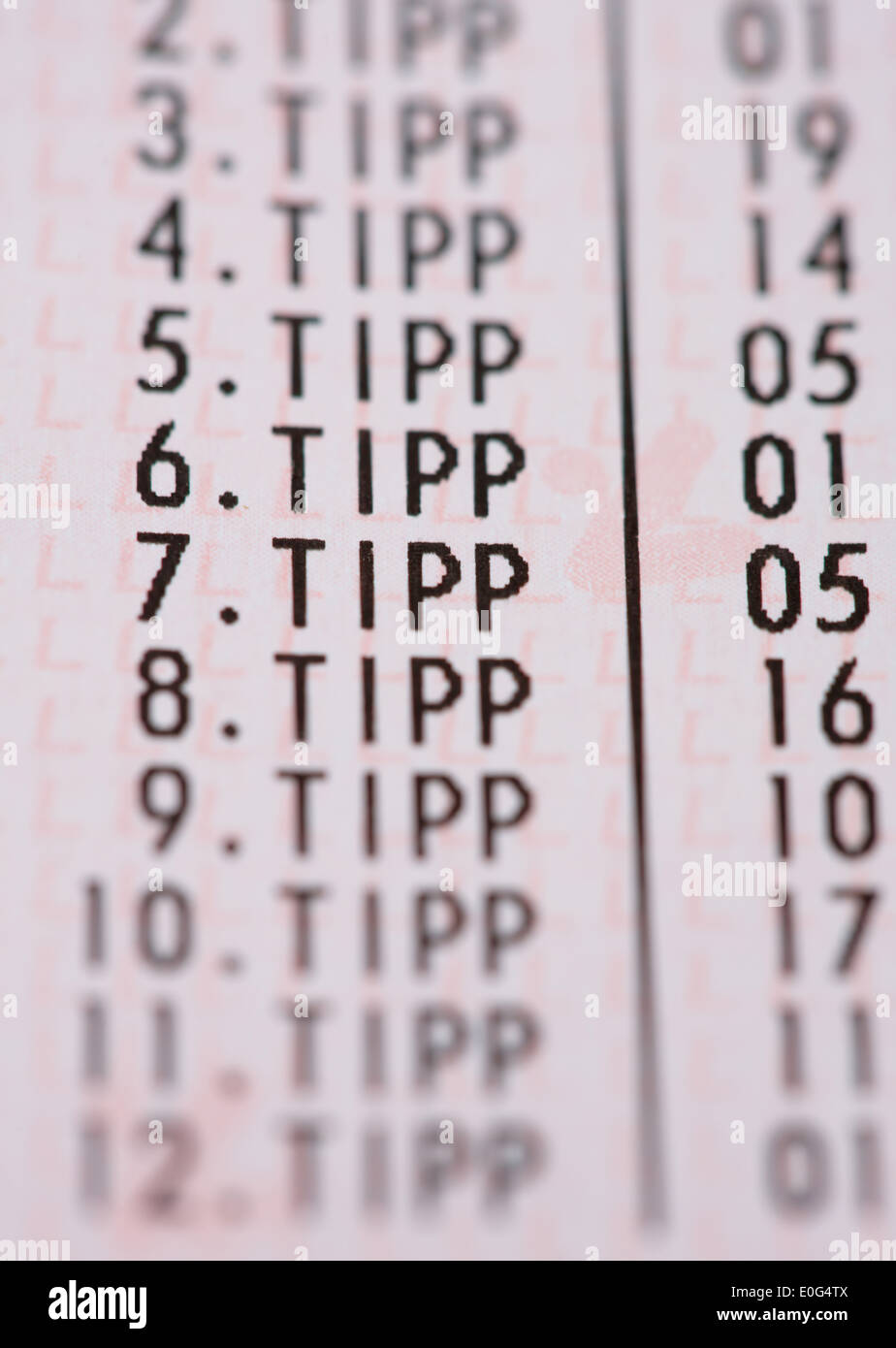 "Österreichisches Lotto-Gutschein; ', ' Oesterreichischer Lottoschein; ' Stockfoto