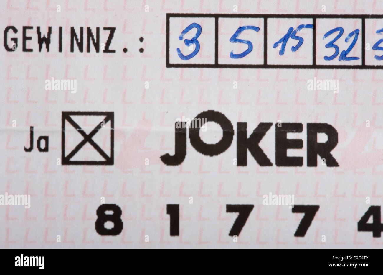 "Österreichisches Lotto-Gutschein; ', ' Oesterreichischer Lottoschein; ' Stockfoto