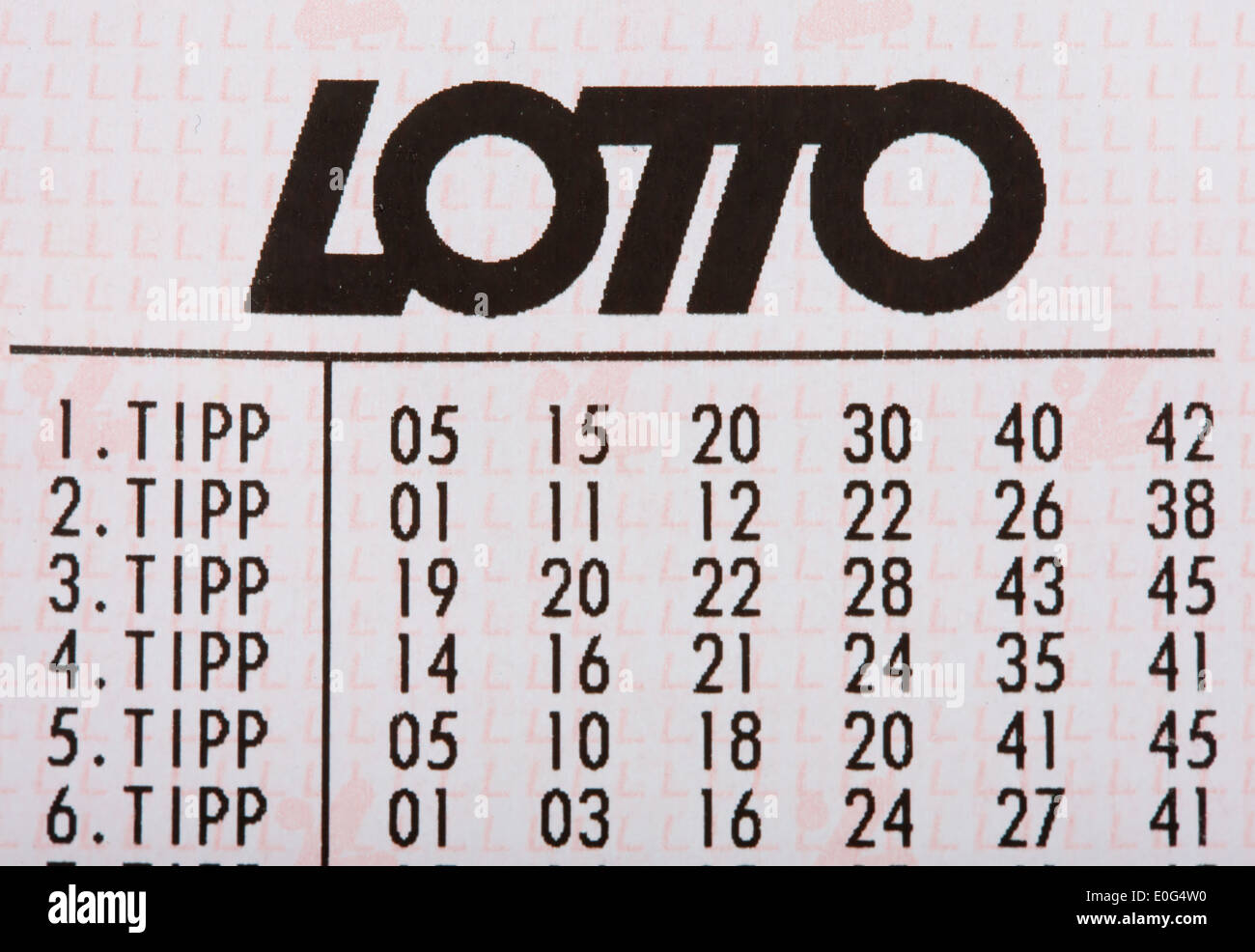 "Österreichisches Lotto-Gutschein; ', ' Oesterreichischer Lottoschein; ' Stockfoto