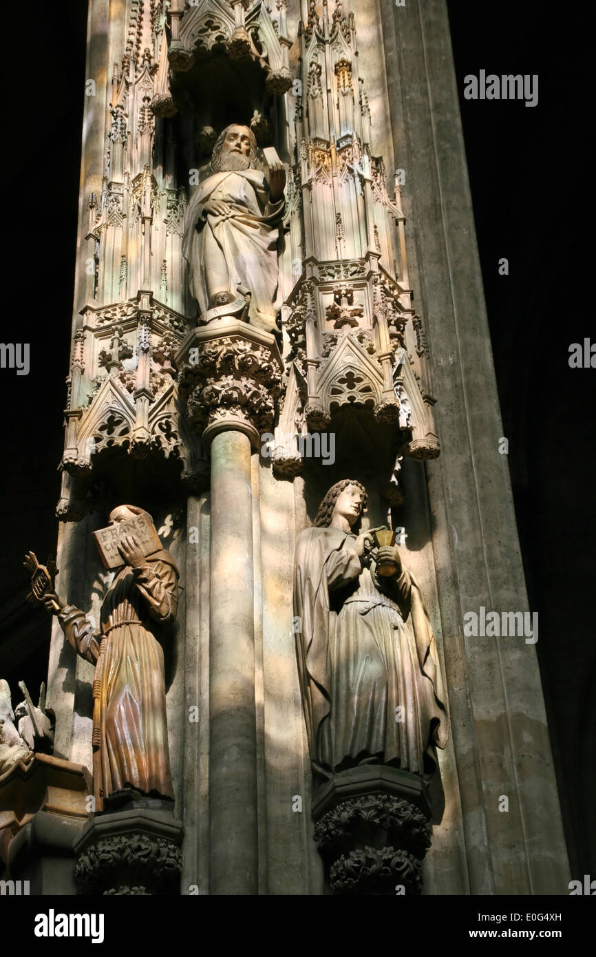 "Wien, Stephansdom, Kanzel von Anton Pilgram; "," Wien, Kanzel von Anton Pilgram; ' Stockfoto