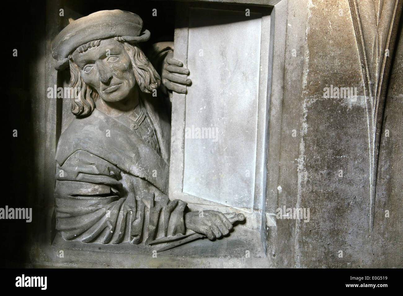 "Wien, Stephansdom, Fenstergucker Anton Pilgram; "," Wien, Der Fenstergucker Anton Pilgram; ' Stockfoto