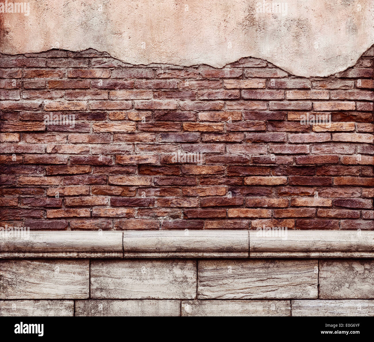 Alten Grunge Ziegelwand mit abgeschält Stuck rustikale Textur Hintergrund Stockfoto