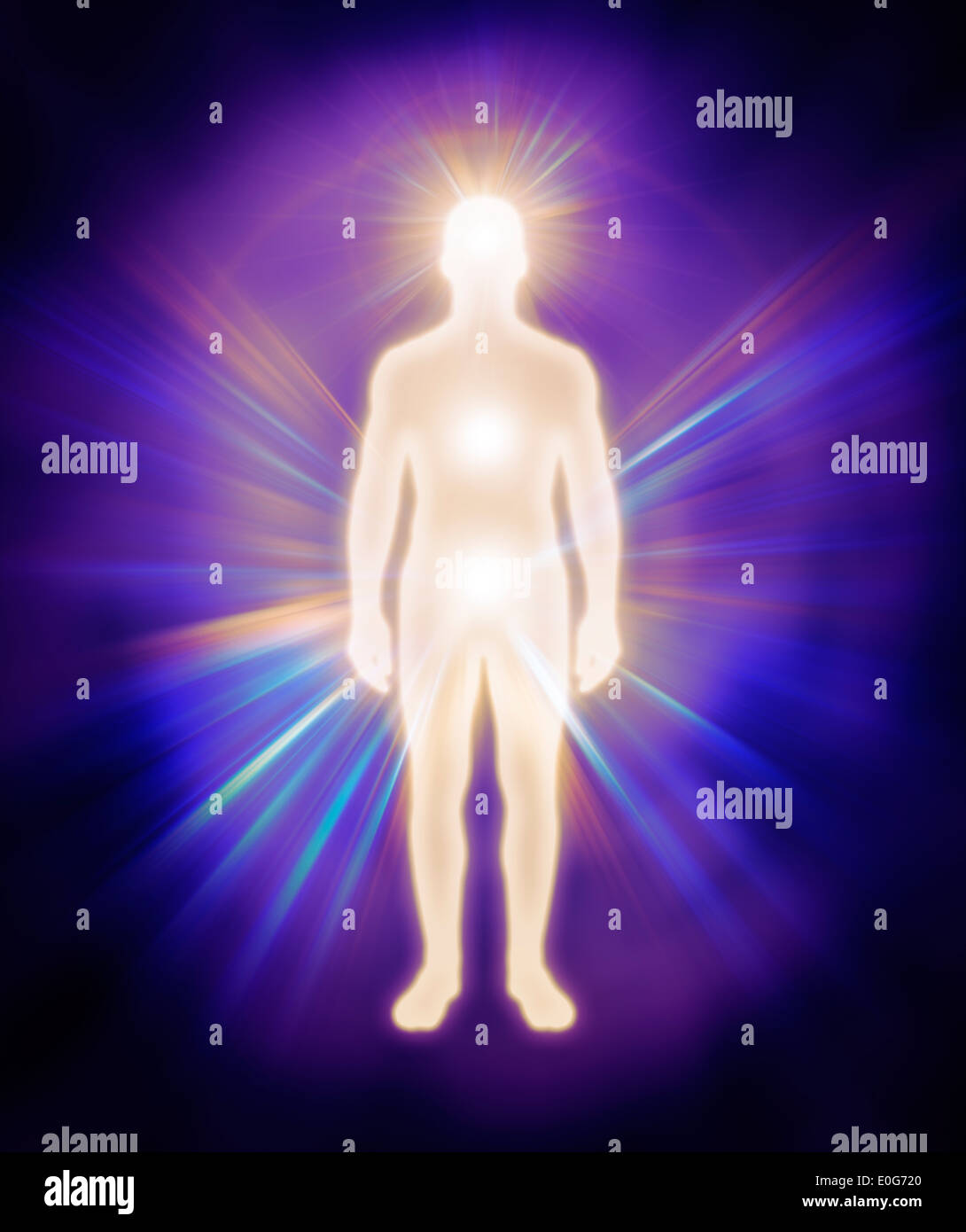 Energie Korper Des Menschen Leuchtende Mensch Aura Energie Emanationen Spirituelles Konzept Stockfotografie Alamy