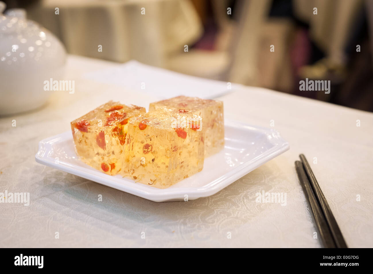 Osmanthus und Goji Beeren Dessert in Hong Kong Dim-Sum-restaurant Stockfoto