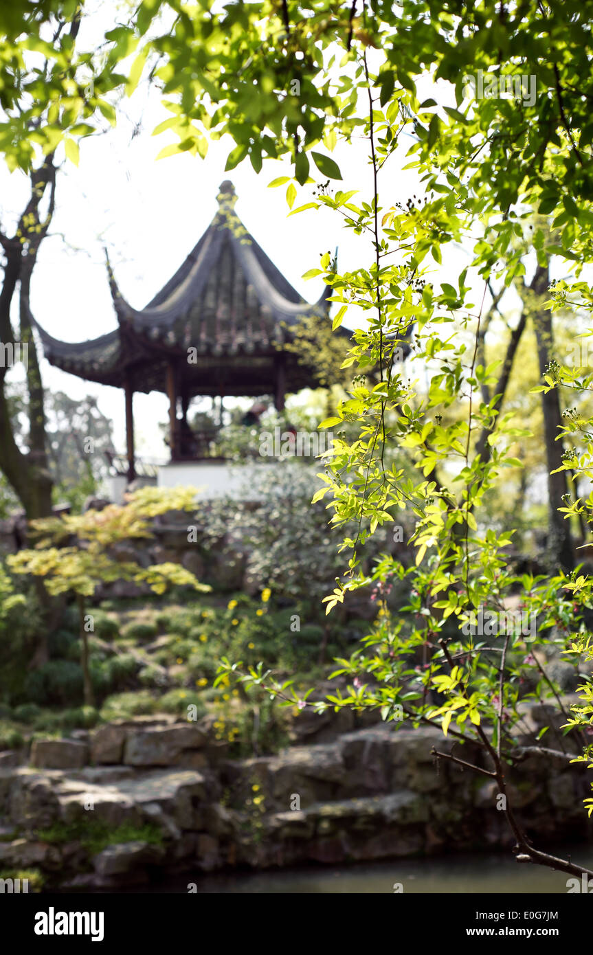 Traditionellen chinesischen Pavillon im Garten des bescheidenen Verwalters, Suzhou, China Stockfoto
