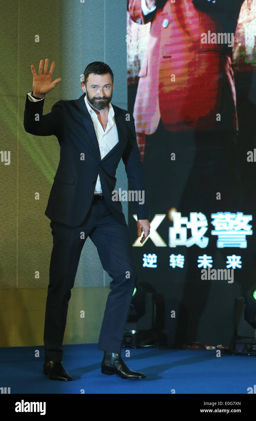 Peking, China. 13. Mai 2014. Schauspieler Hugh Jackman besucht eine Pressekonferenz über den Film "X-Men: Days of Future Past" in Peking, Hauptstadt von China, 13. Mai 2014. Bildnachweis: Li Fangyu/Xinhua/Alamy Live-Nachrichten Stockfoto