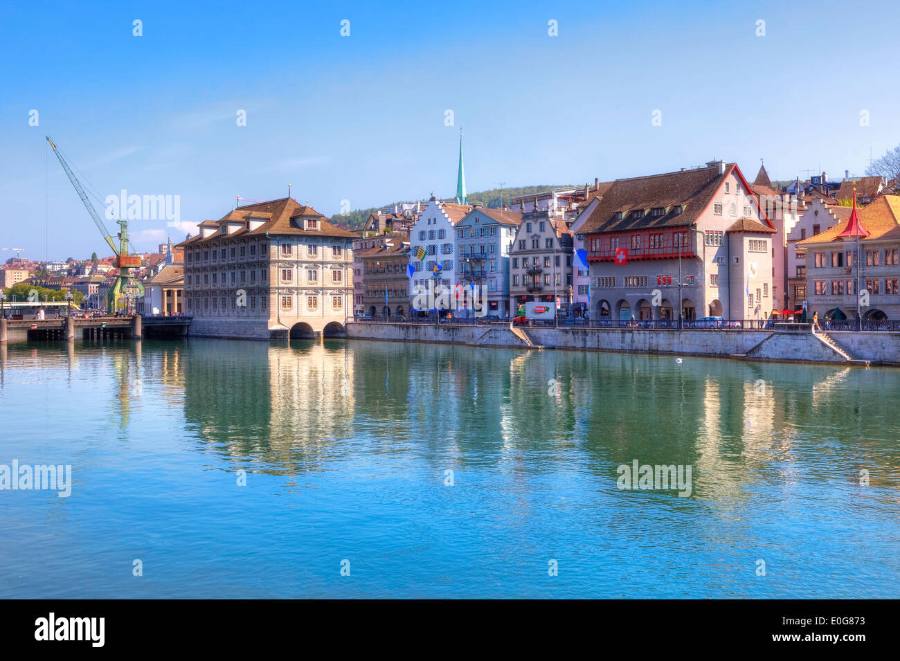 Zürich, Rathaus, Limmat, Schweiz Stockfoto