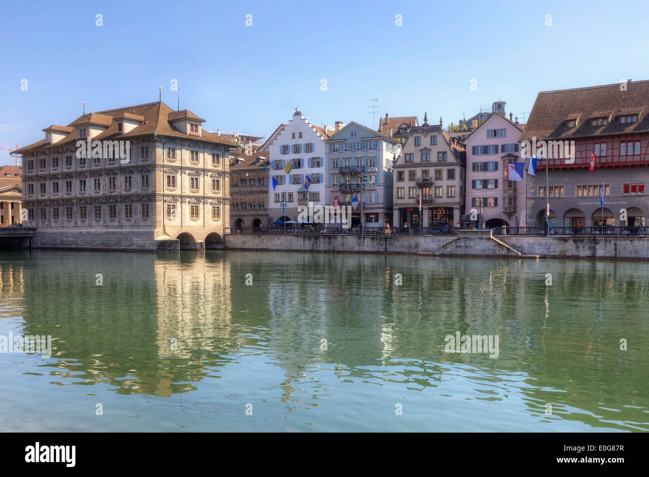 Zürich, Rathaus, Limmat, Schweiz Stockfoto