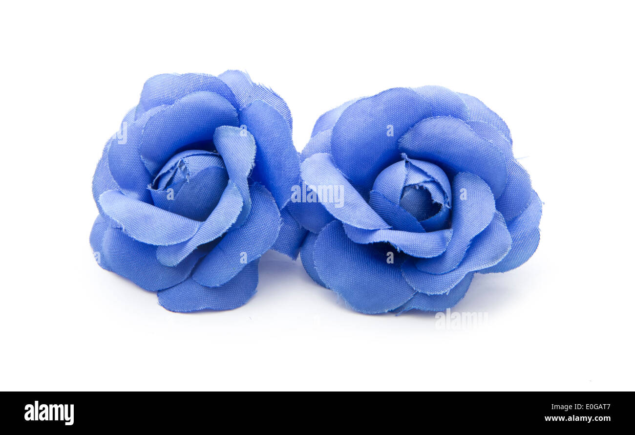 hellblauer Stoffblumen isoliert auf weißem Hintergrund Stockfoto