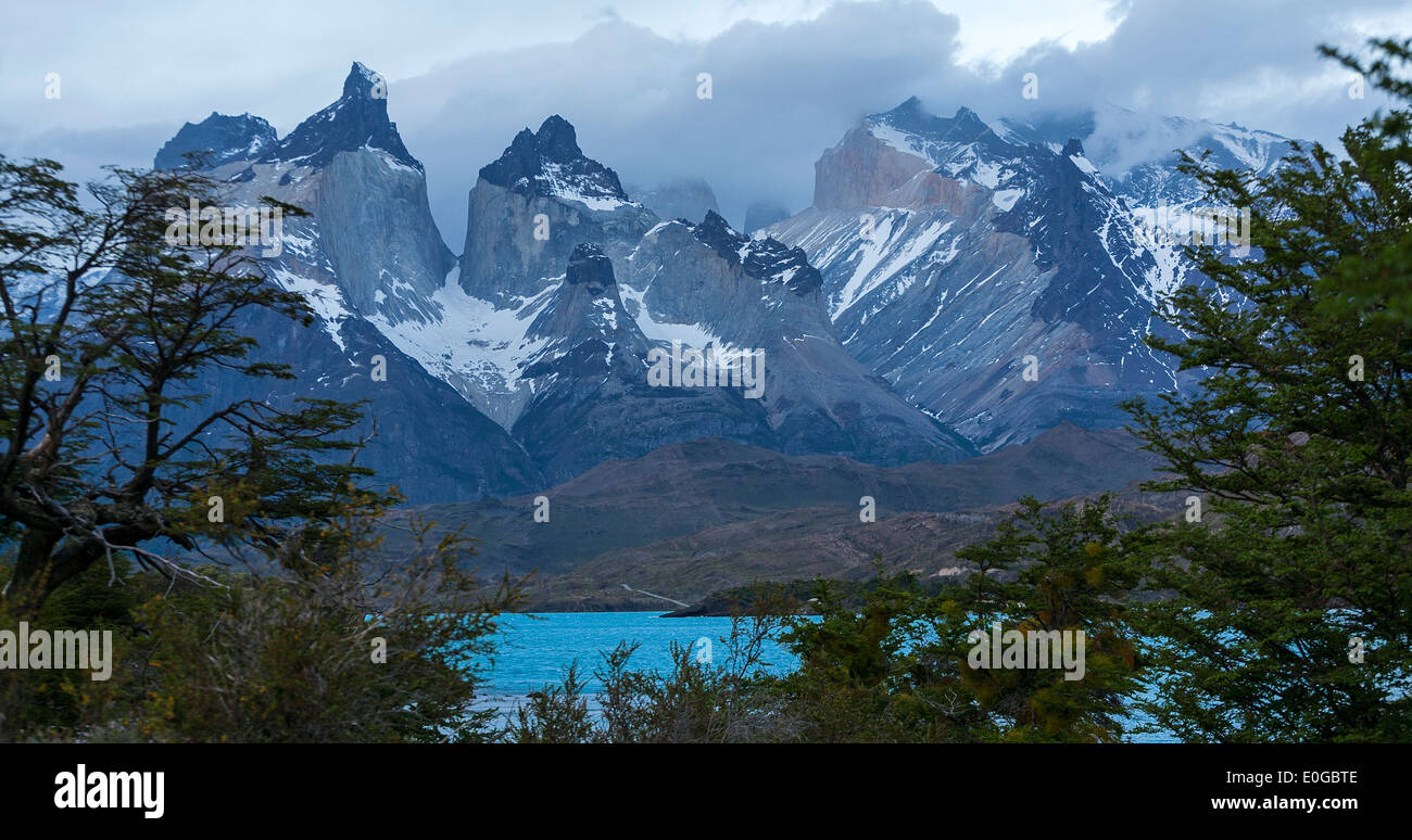 Hörner des Paine. Torres del Paine Nationalpark. Patagonien. Chile Stockfoto