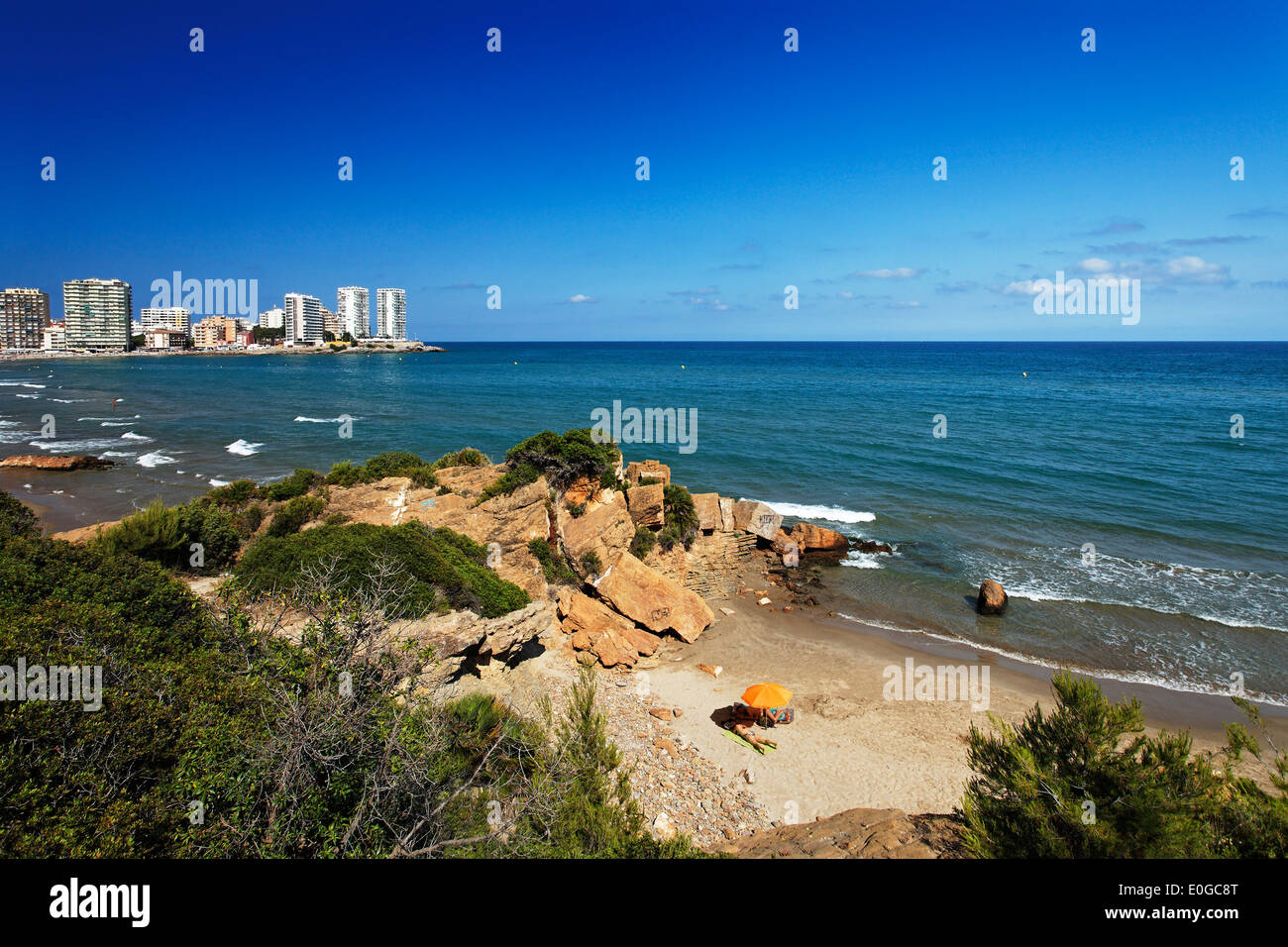 Sandstrand, Oropesa del Mar, Costa del Azahar, Provinz Castellon, Spanien Stockfoto