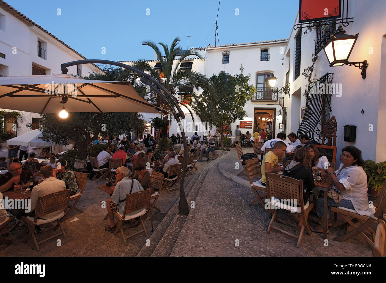Restaurant im alten Stadt Altea, Provinz Alicante, Spanien Stockfoto
