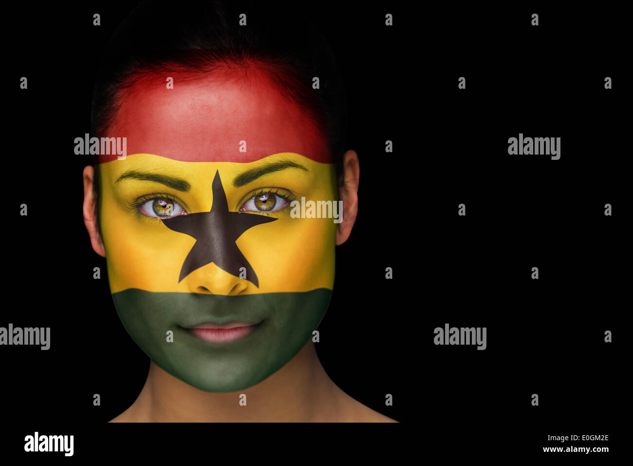 Ghana Fußball-Fan in Gesicht malen Stockfoto