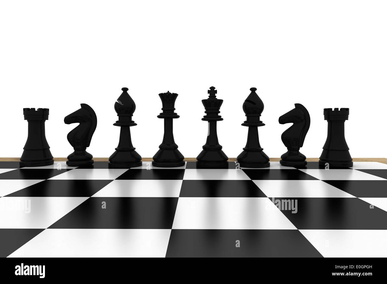 Schwarzen Schachfiguren an Bord Stockfoto