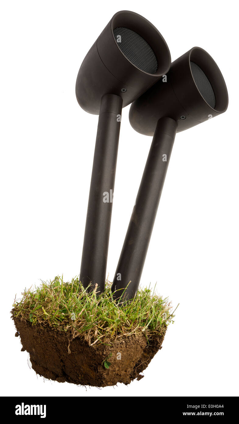 SonArray wasserdichte Outdoor-Lautsprecher-System für den Garten, von Sonance. Stockfoto