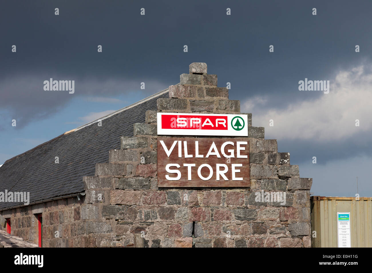 Melden Sie sich für den Dorfladen Spar Shop in das Dorf von Durness Nordschottland Stockfoto