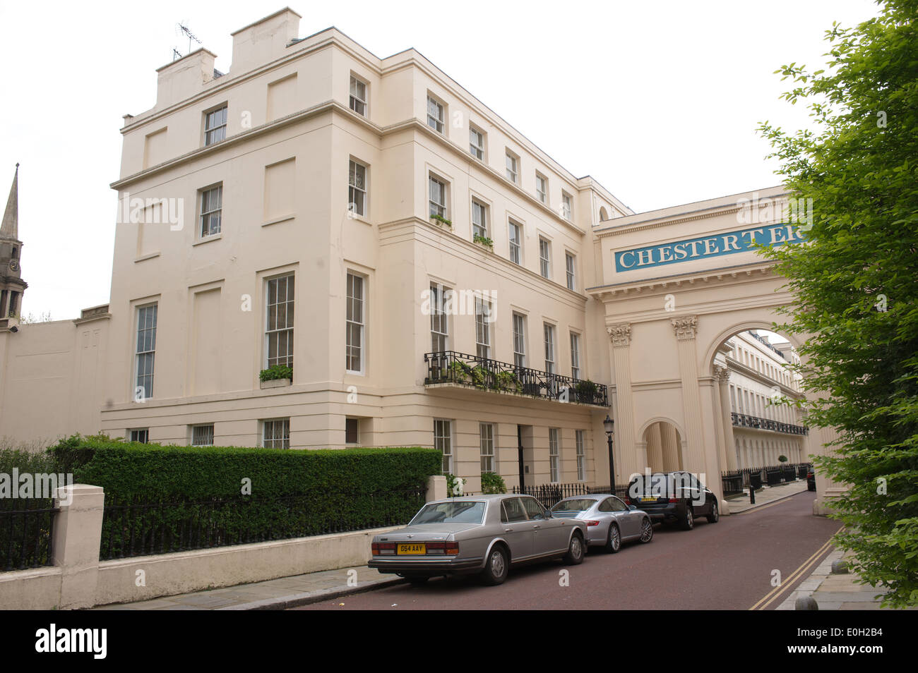 Chester Terrasse gehört zu den Neo-klassischen Terrassen im Regents Park, London, von John Nash entworfen und im Jahre 1825 erbaut. Stockfoto