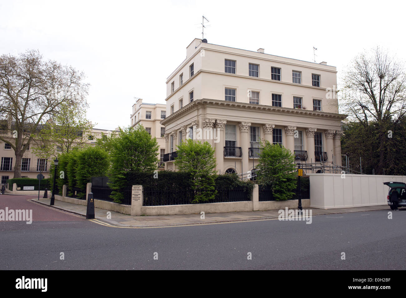 Chester Terrasse gehört zu den Neo-klassischen Terrassen im Regents Park, London, von John Nash entworfen und im Jahre 1825 erbaut. Stockfoto