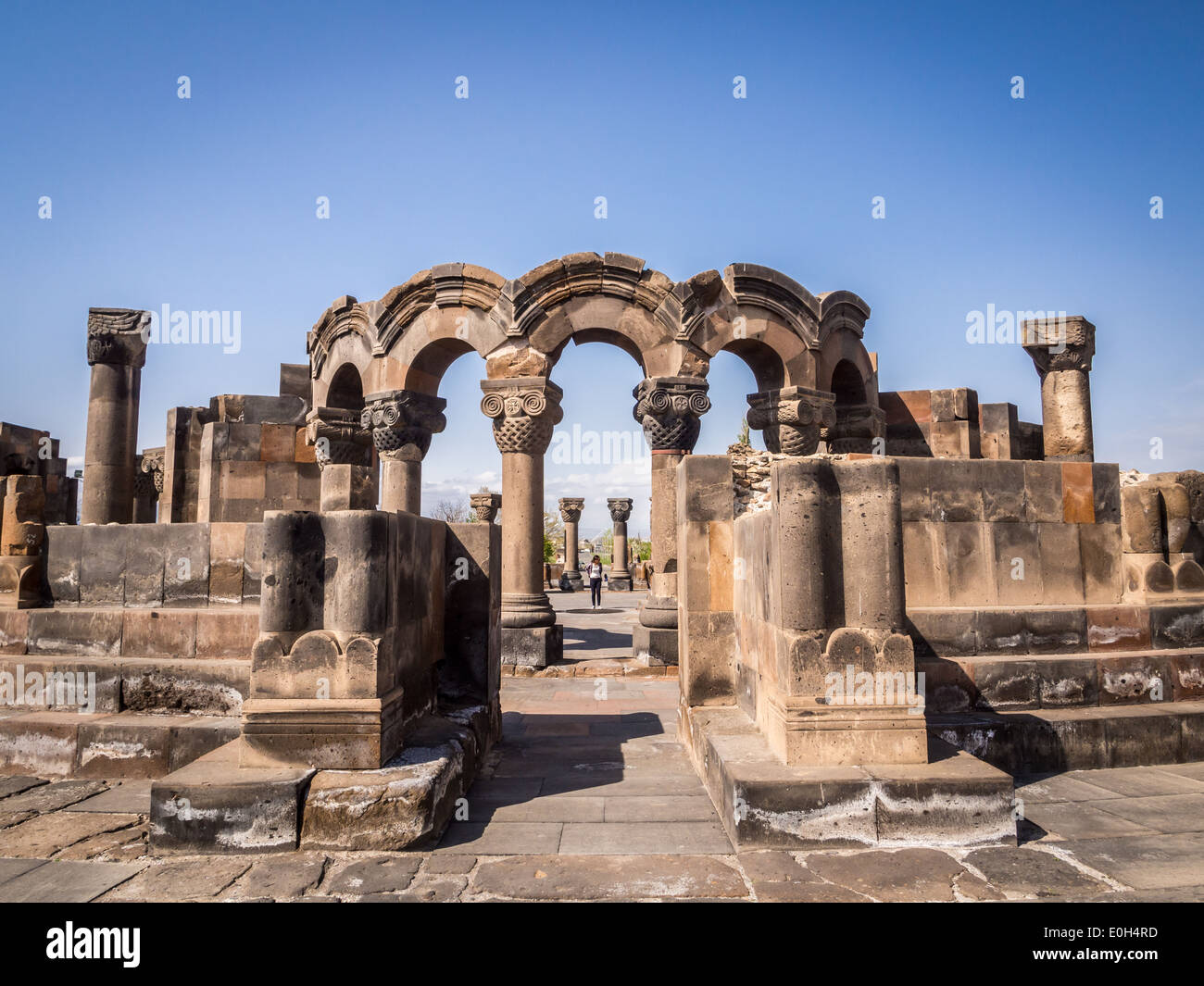 Ruinen der Zvartnots Kathedrale in Armenien. Stockfoto