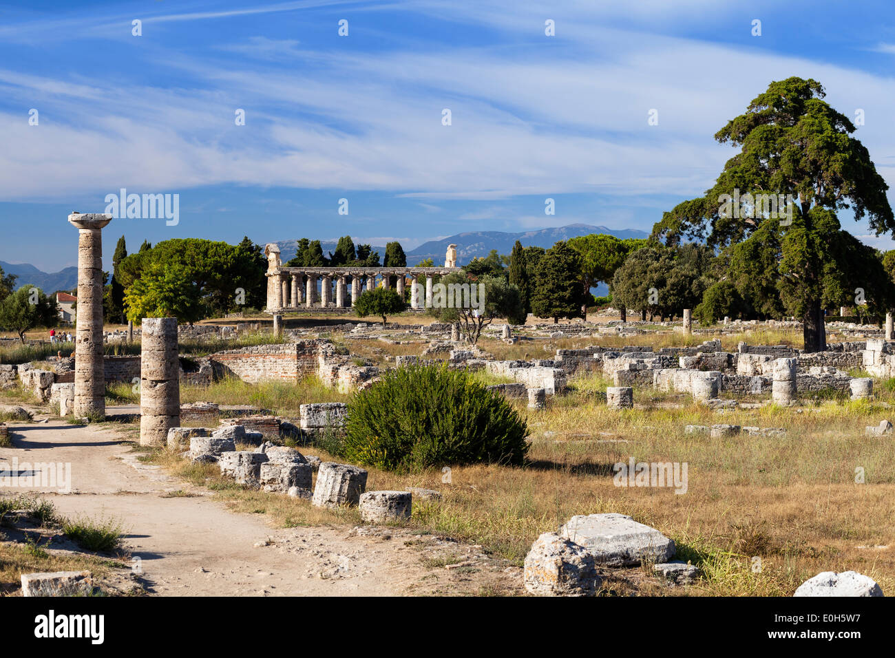 Tempel der Athene, historische Stadt Paestum in den Golf von Salerno, Capaccio, Kampanien, Italien, Europa Stockfoto