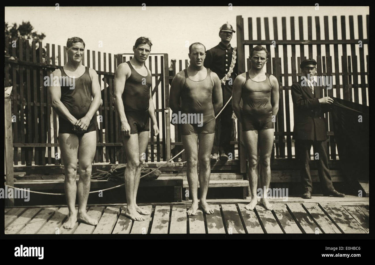 Australasian Schwimmteam, Gewinner der Freistilstaffel, Olympische Spiele, Stockholm, 1912. Stockfoto
