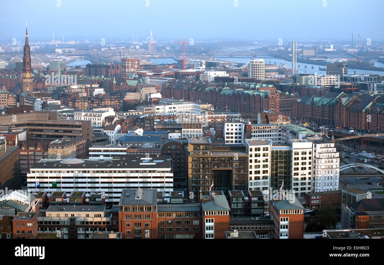 Top Panoramablick über Hamburg City, Deutschland Stockfoto