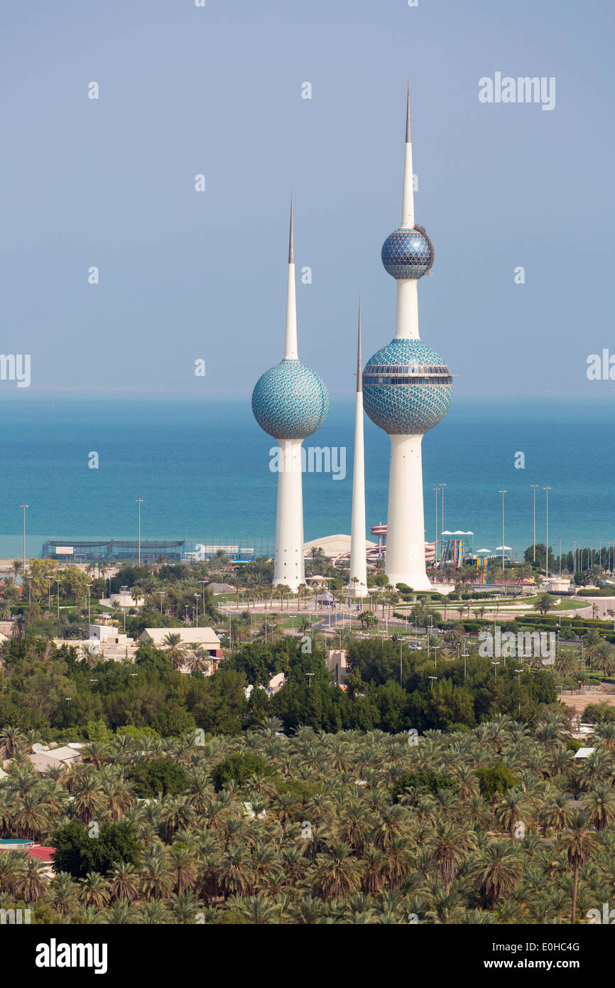 Die Kuwait Towers, arabischen Golf Street, Kuwait-Stadt, Kuwait, Persischer Golf, Arabien Stockfoto