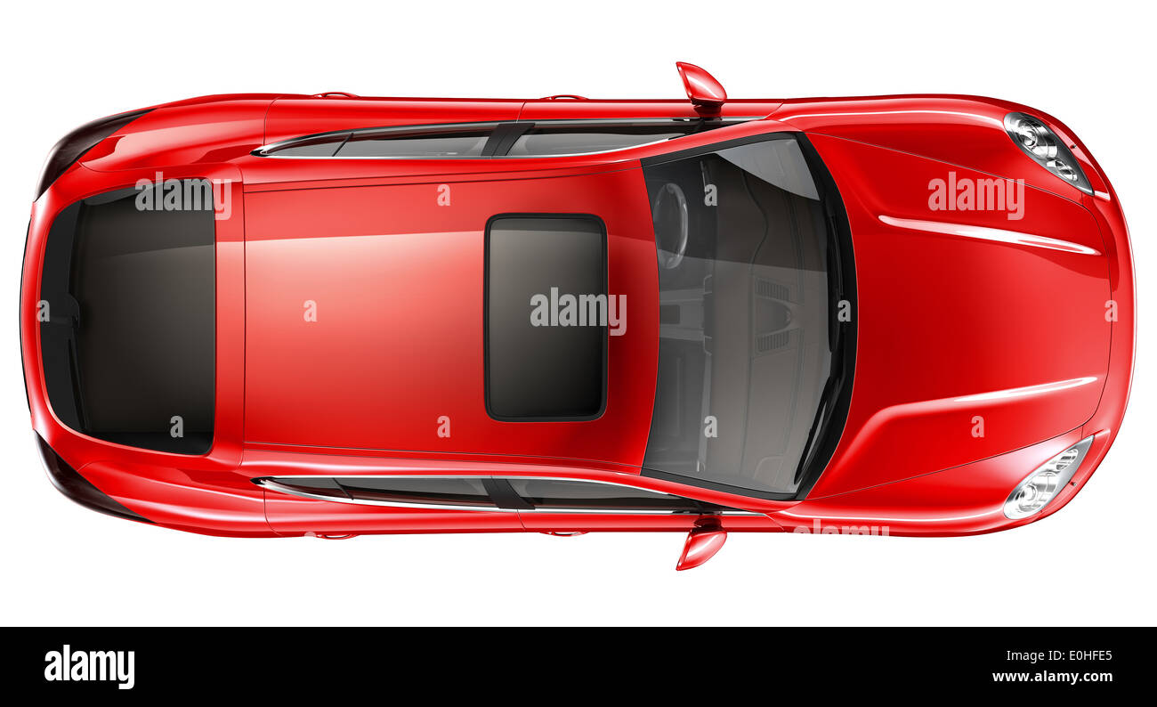 Roter Sportwagen - Draufsicht Stockfoto