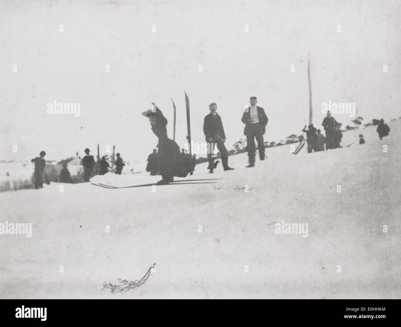 Miss Yan Skispringen, Snowy Mountains, New South Wales, ca. 1900 Stockfoto