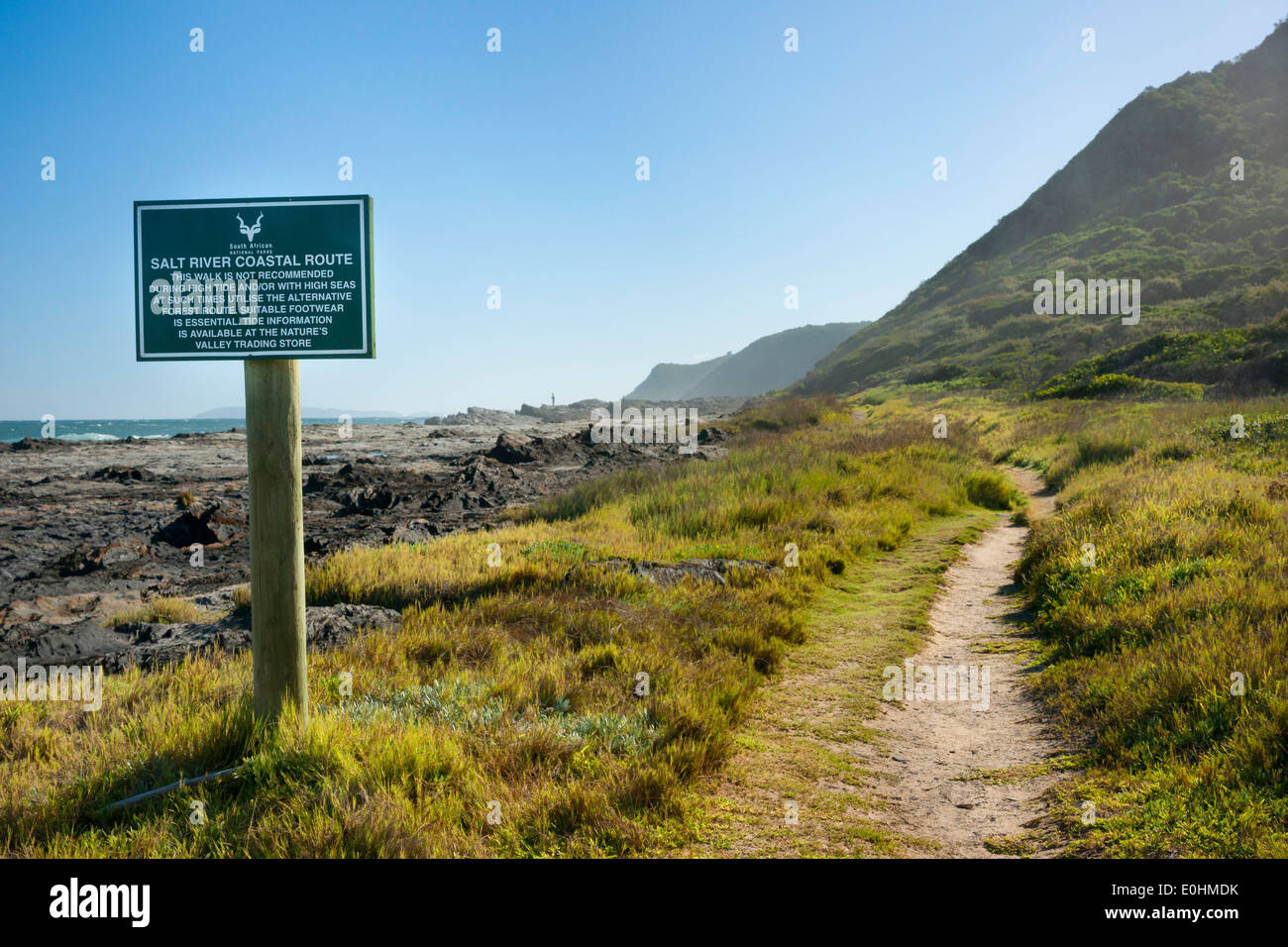 Salt River Coastal Route Wanderweg "Mini-Otter" trek, Nature Valley Beach, Klippen, Garden Route, Südafrika Stockfoto