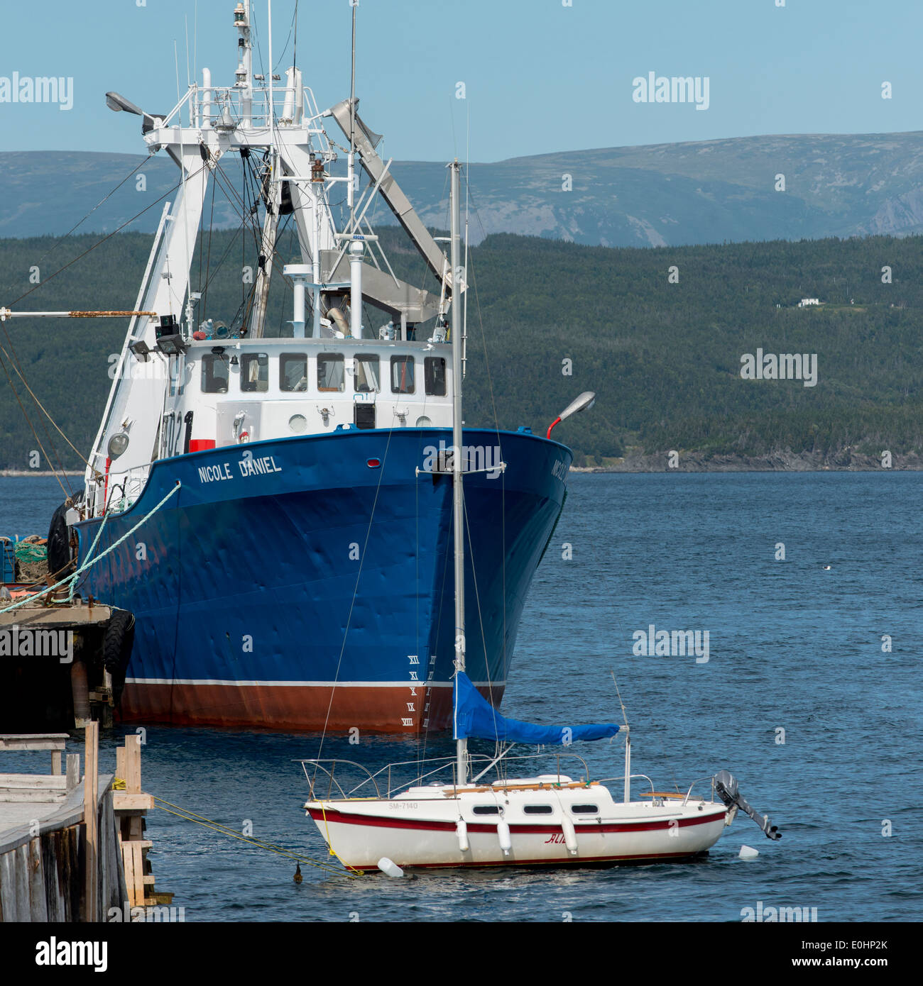 Angeln Trawler bei Woody Point, Bonne Bay, Gros Morne National Park, Neufundland und Labrador, Kanada Stockfoto