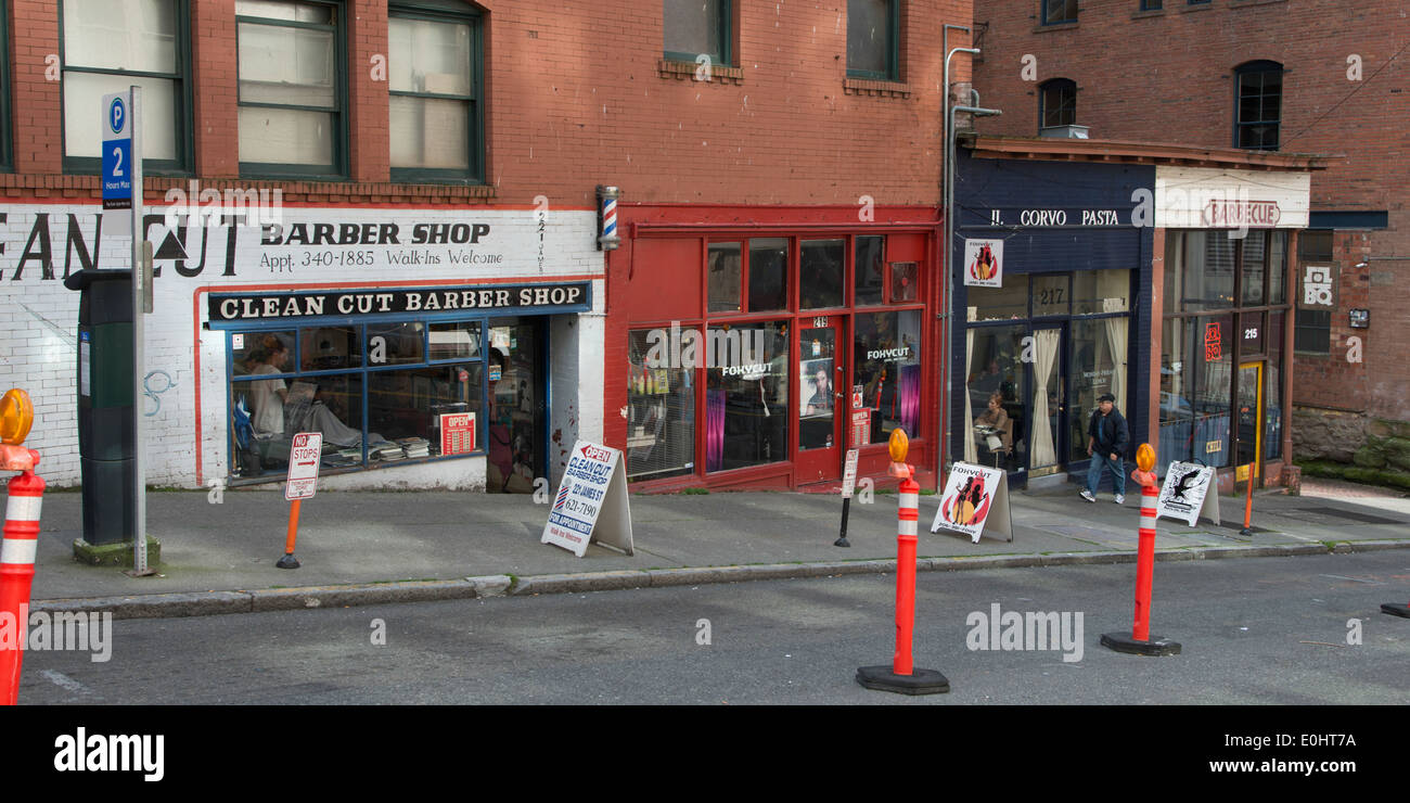 Friseur am Straßenrand, Seattle, Washington State, USA Stockfoto