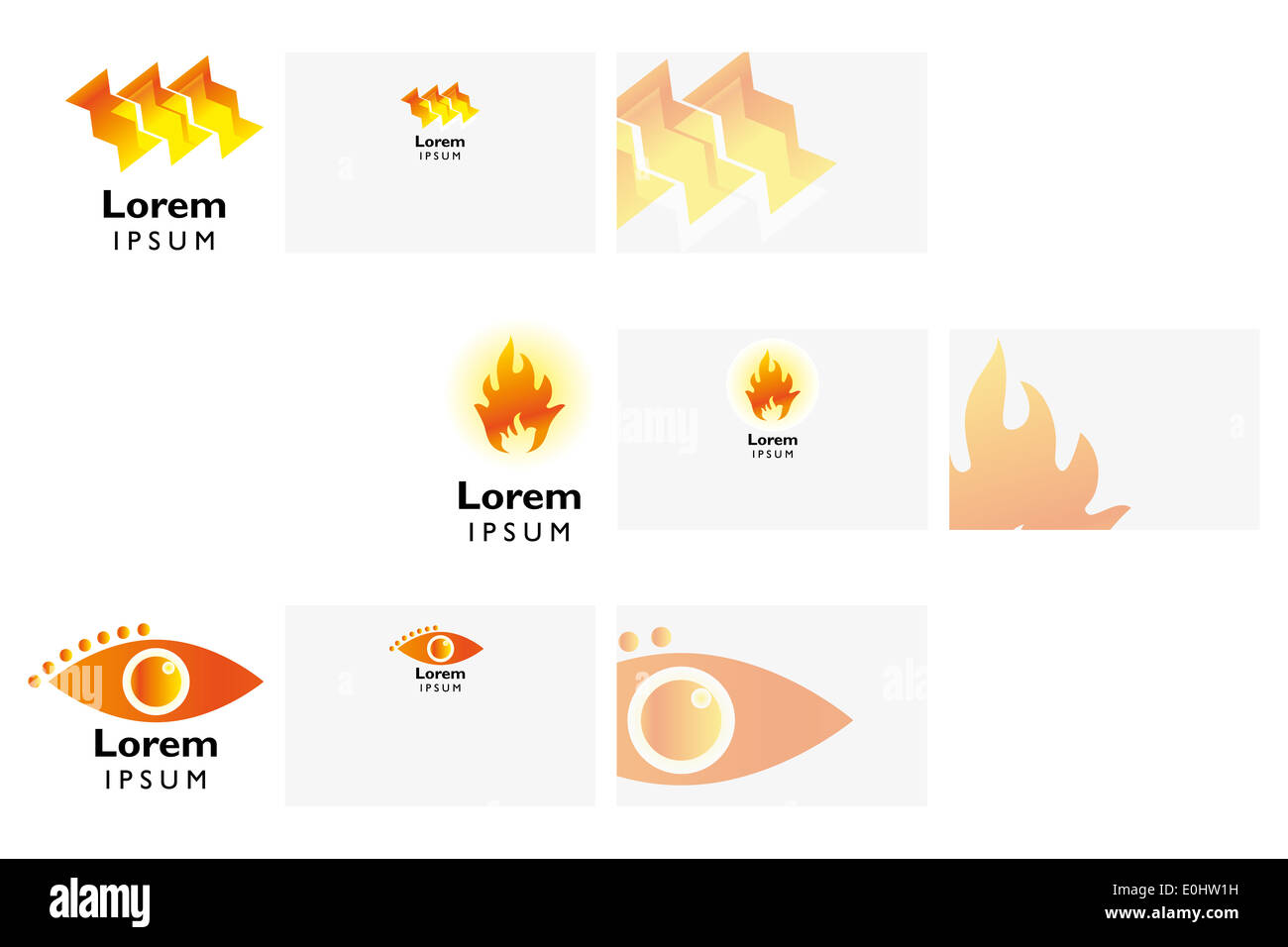 3 verschiedene Logo-Designs mit Visitenkarte Vorlage-Illustration isoliert auf weiss Vektor Stockfoto