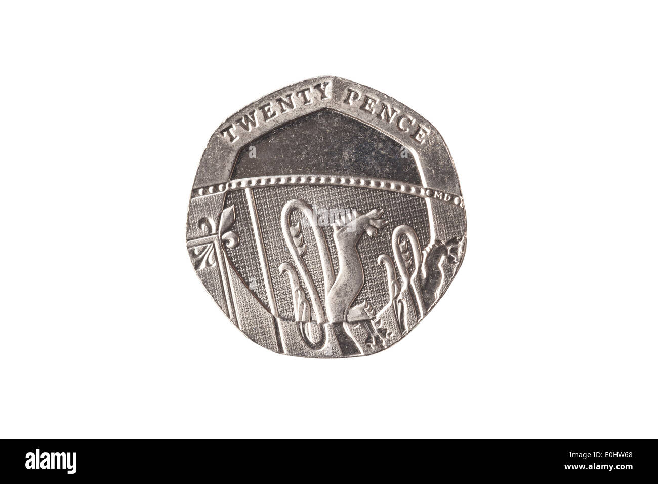 20 Pence Sterling Münze Stockfoto