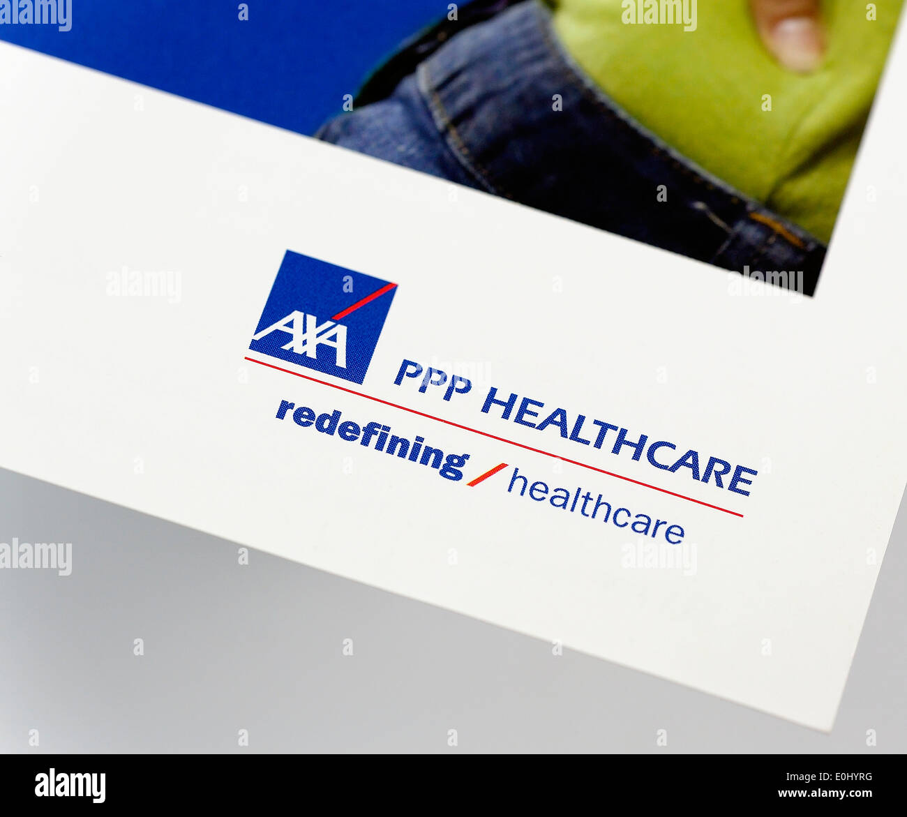 AXA Ppp Healthcare Werbebroschüre Stockfoto