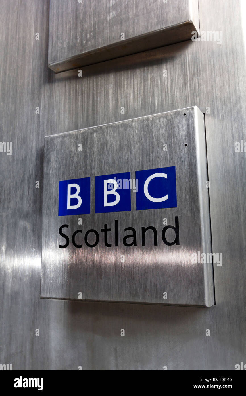 BBC TV Schottland Türschild Stockfoto