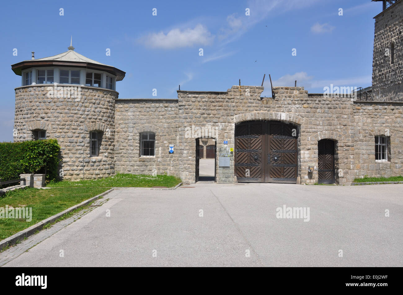 Eingang zum KZ Mauthausen, Österreich. Stockfoto