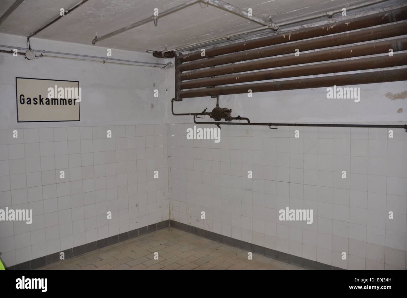 Gaskammer im KZ Mauthausen, Österreich. Stockfoto