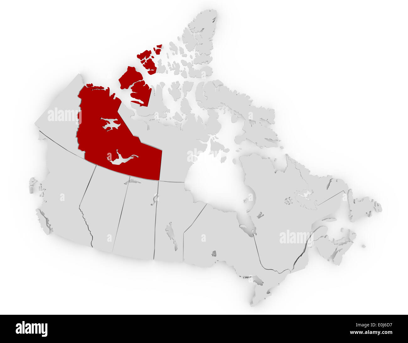 3D Render Kanadas Nordwest-Territorien Hervorhebung Stockfoto