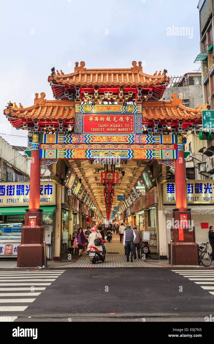 Huaxi Street Tourist Night Market in Taiwan Stockfoto