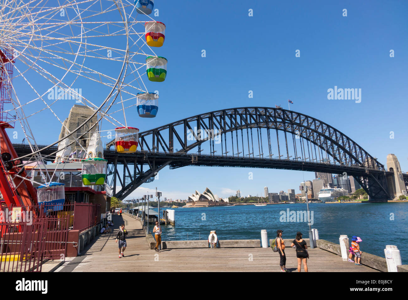 Sydney Australien, Milsons Point, Luna Park, Unterhaltung, Riesenrad, Hafenbrücke, Hafen, Opernhaus, AU140310071 Stockfoto
