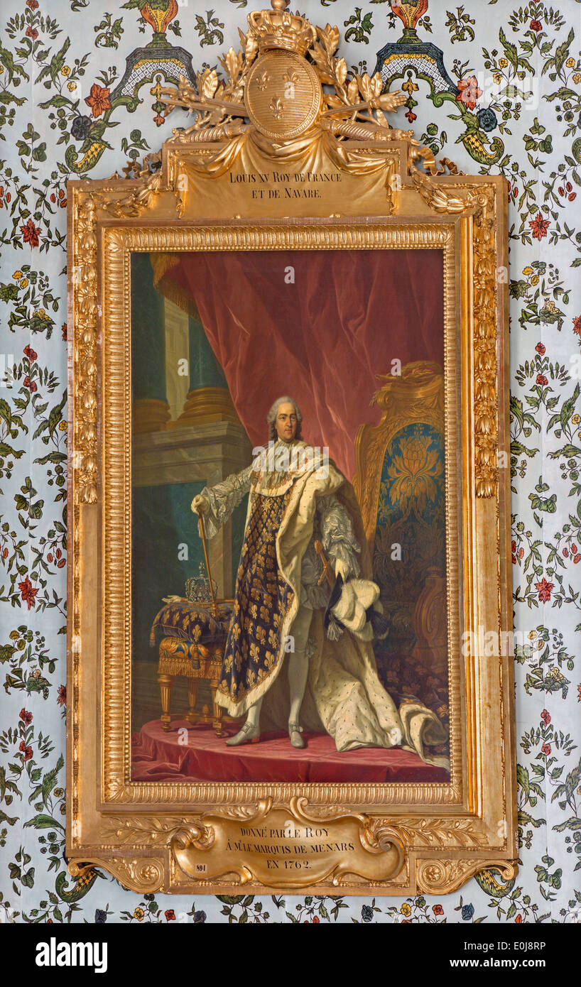 König Louis XV von Frankreich. Malen Sie im Goldenen Saal im Palast Sankt Anton von Jacob van Loo (1614-1670) Stockfoto