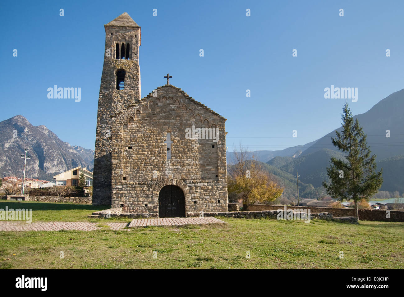 Kirche Sant Climent Coll de Nargo, Catalonia. Stockfoto