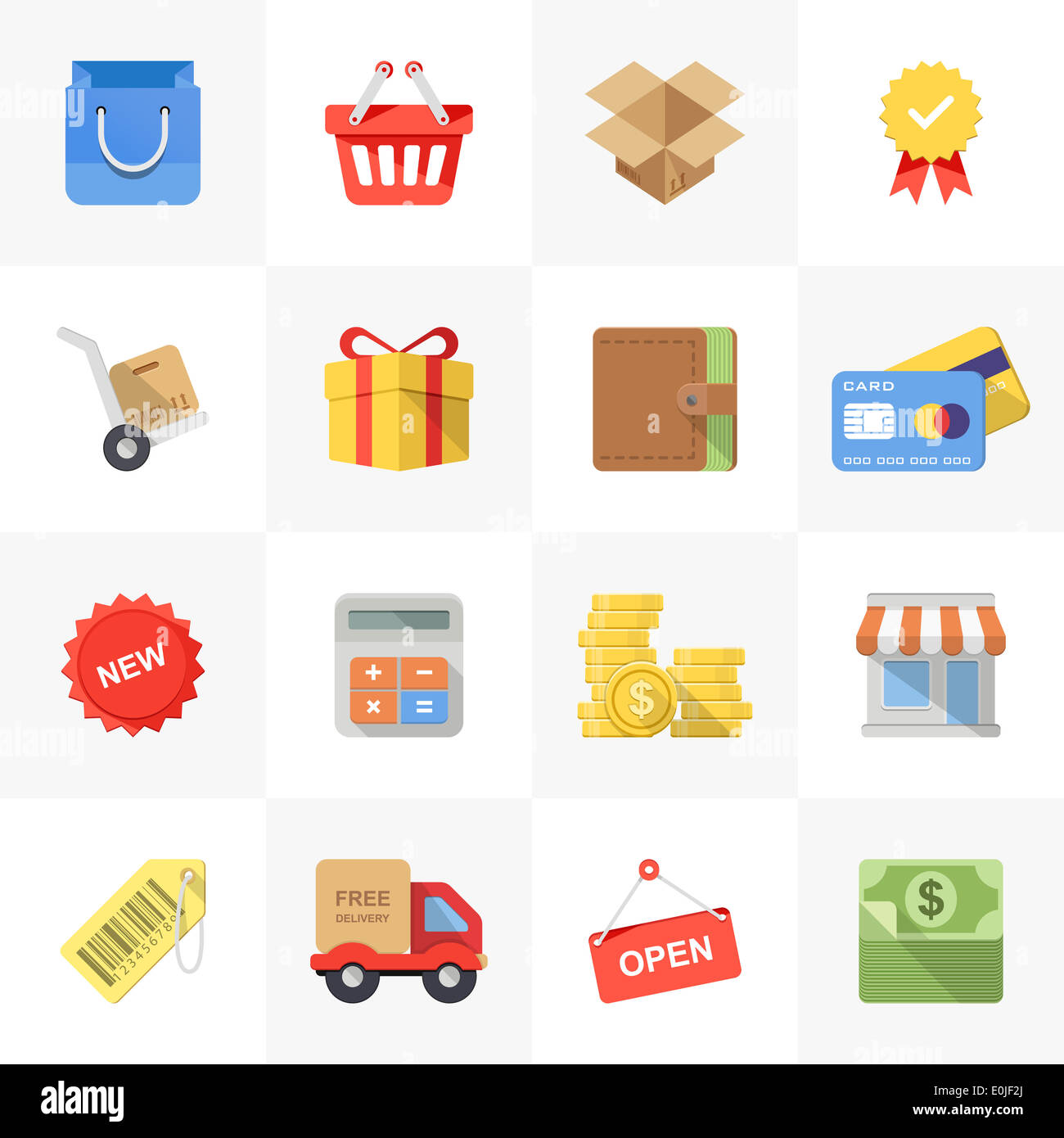 Vektor-Set von modernen flach und bunte shopping Icons. Stockfoto